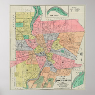 Poster Carte vintage de Rochester NY (1901)