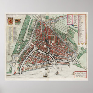 Poster Carte Vintage de Rotterdam Pays-Bas (1649) 2