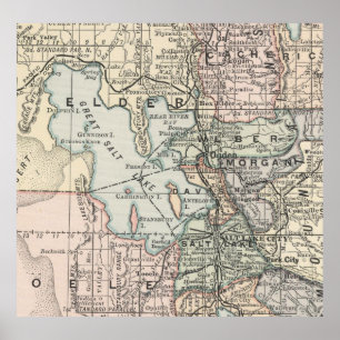 Poster Carte vintage de Salt Lake City (1891)