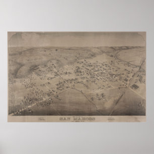 Poster Carte vintage de San Marcos Texas (1881)