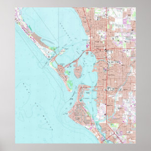 Poster Carte vintage de Sarasota Floride (1973)