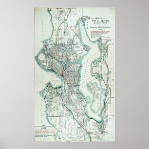 Poster Carte vintage de Seattle Washington