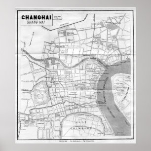 Poster Carte vintage de Shanghai Chine (1912)