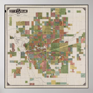 Poster Carte vintage de Spokane WA (1910)
