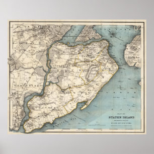 Poster Carte vintage de Staten Island NY (1896)