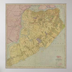 Poster Carte vintage de Staten Island NY (1911)
