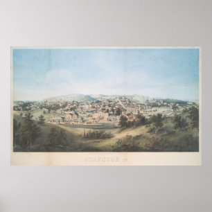 Poster Carte vintage de Staunton VA (1857)