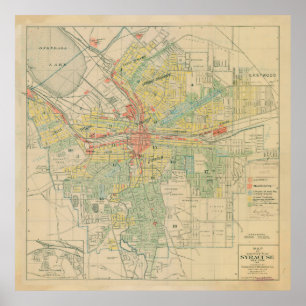 Poster Carte Vintage de Syracuse NY (1918)