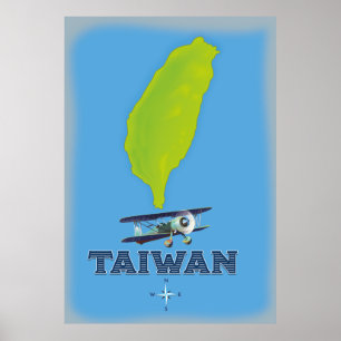 Poster Carte Vintage de Taïwan