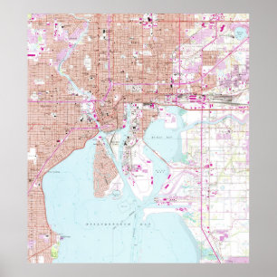 Poster Carte vintage de Tampa Florida (1956)