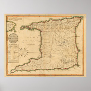 Poster Carte vintage de Trinidad (1912)