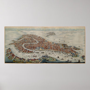 Poster Carte vintage de Venise Italie (1704)