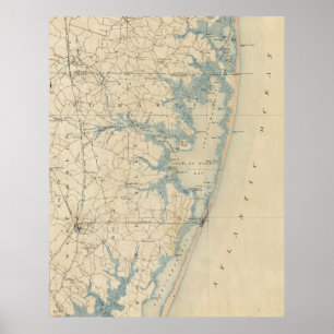 Poster Carte vintage de ville le Maryland (1900) d'océan