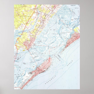 Poster Carte vintage de ville NJ (1952) d'océan