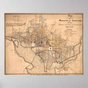 Poster Carte vintage de Washington D.C. (1879)