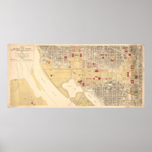 Poster Carte vintage de Washington D.C. Mall (1917)