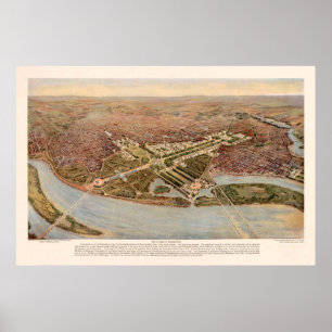 Poster Carte vintage de Washington DC (1915)