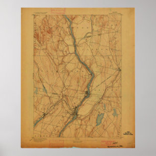 Poster Carte Vintage de Waterville Maine