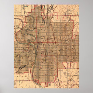 Poster Carte vintage de Wichita le Kansas (1943)