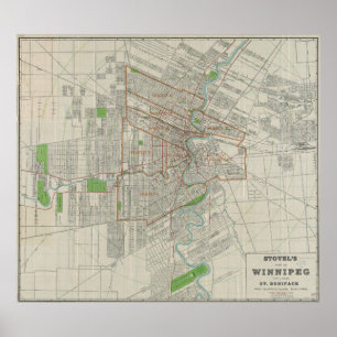 Poster Carte vintage de Winnipeg Canada (1917)