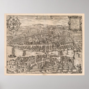 Poster Carte vintage de Zurich Suisse (1581)