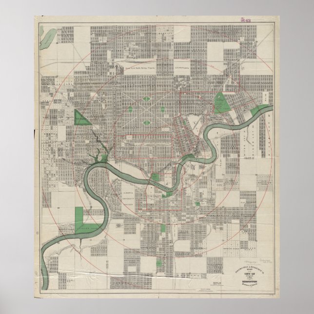 Poster Carte vintage d'Edmonton Canada (1912) (Devant)