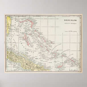 Poster Carte vintage des Bahamas (1901)