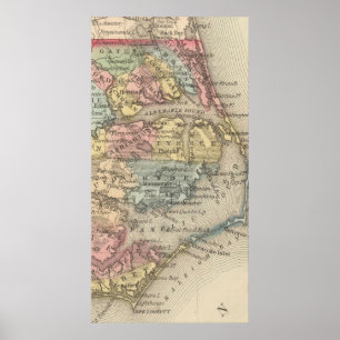 Poster Carte vintage des banques externes (1859)