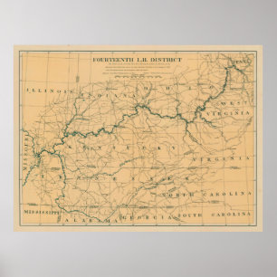 Poster Carte vintage des phares de la rivière Ohio (1897)