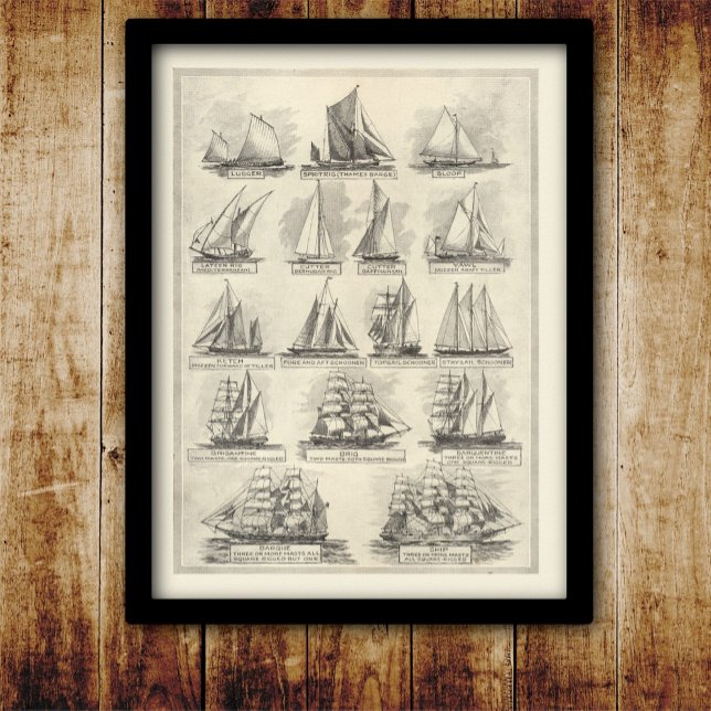 Poster Carte vintage des voiliers (Créateur téléchargé)