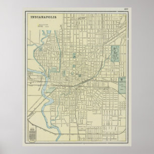 Poster Carte vintage d'Indianapolis Indiana (1901)