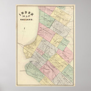 Poster Carte vintage d'Oakland la Californie (1878)