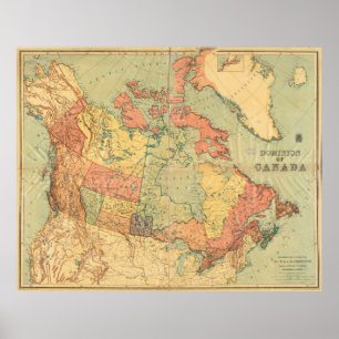 Poster Carte vintage du Canada (1898)