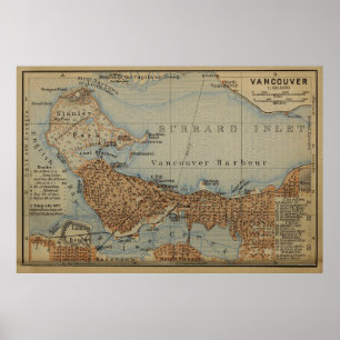 Poster Carte vintage du Canada de Vancouver (1907)