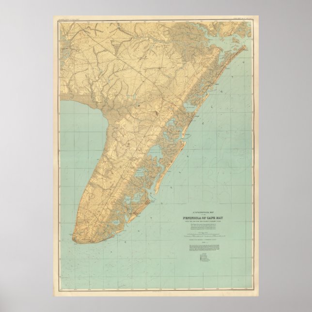 Poster Carte vintage du Cap May NJ (1888) (Devant)