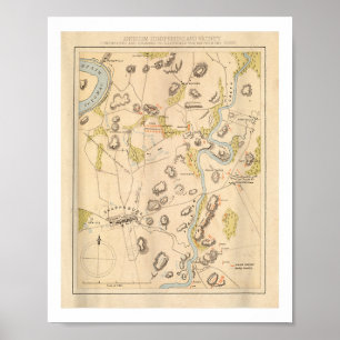 Poster Carte vintage du champ de bataille Antietam (1864)