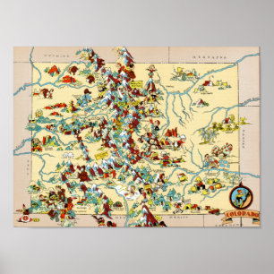 Poster Carte Vintage du Colorado
