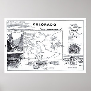 Poster Carte vintage du Colorado (1912)