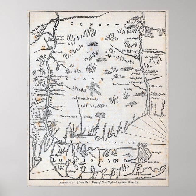 Poster Carte vintage du Connecticut (Devant)