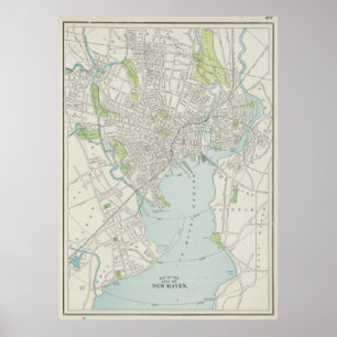 Poster Carte vintage du Connecticut de New Haven (1901)