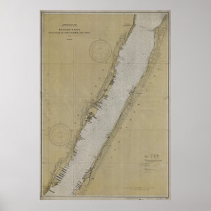 Poster Carte vintage du fleuve Hudson (1930)