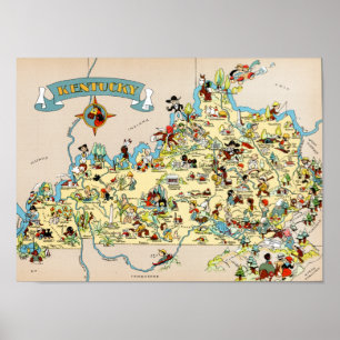 Poster Carte Vintage du Kentucky Funny
