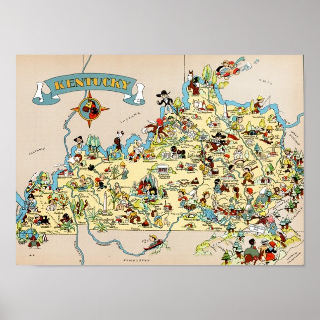 Poster Carte Vintage du Kentucky Funny (Devant)