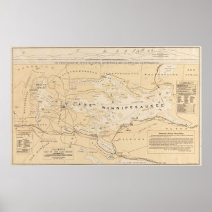 Poster Carte vintage du lac Winnipesaukee (1896)