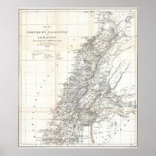 Poster Carte vintage du Liban (1856)