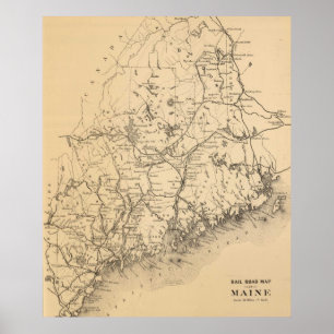 Poster Carte vintage du Maine (1894)