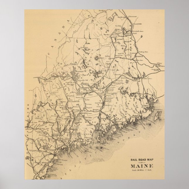 Poster Carte vintage du Maine (1894) (Devant)