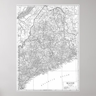 Poster Carte vintage du Maine (1911)