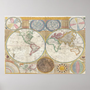Poster Carte vintage du monde