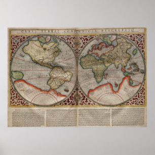Poster Carte vintage du monde (1587)